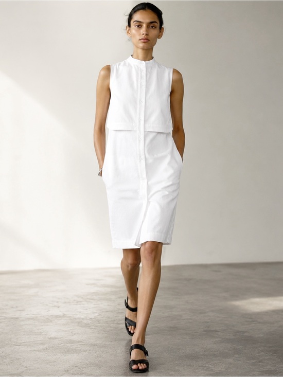 Proenza Schouler Dresses & Skirts - Proenza Shouler Woman White Mandarin Collar Sleeveless Dress US4 Luxury Minimal